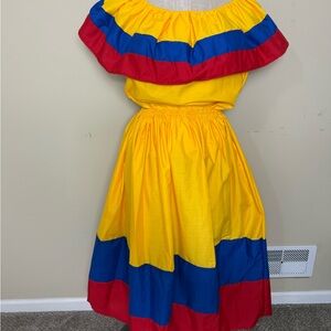 Colombian Colorful Off-Shoulder Maxi Dress